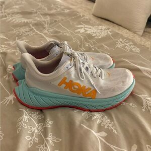 Hoka One One Women's White and Aqua Athletic Shoes